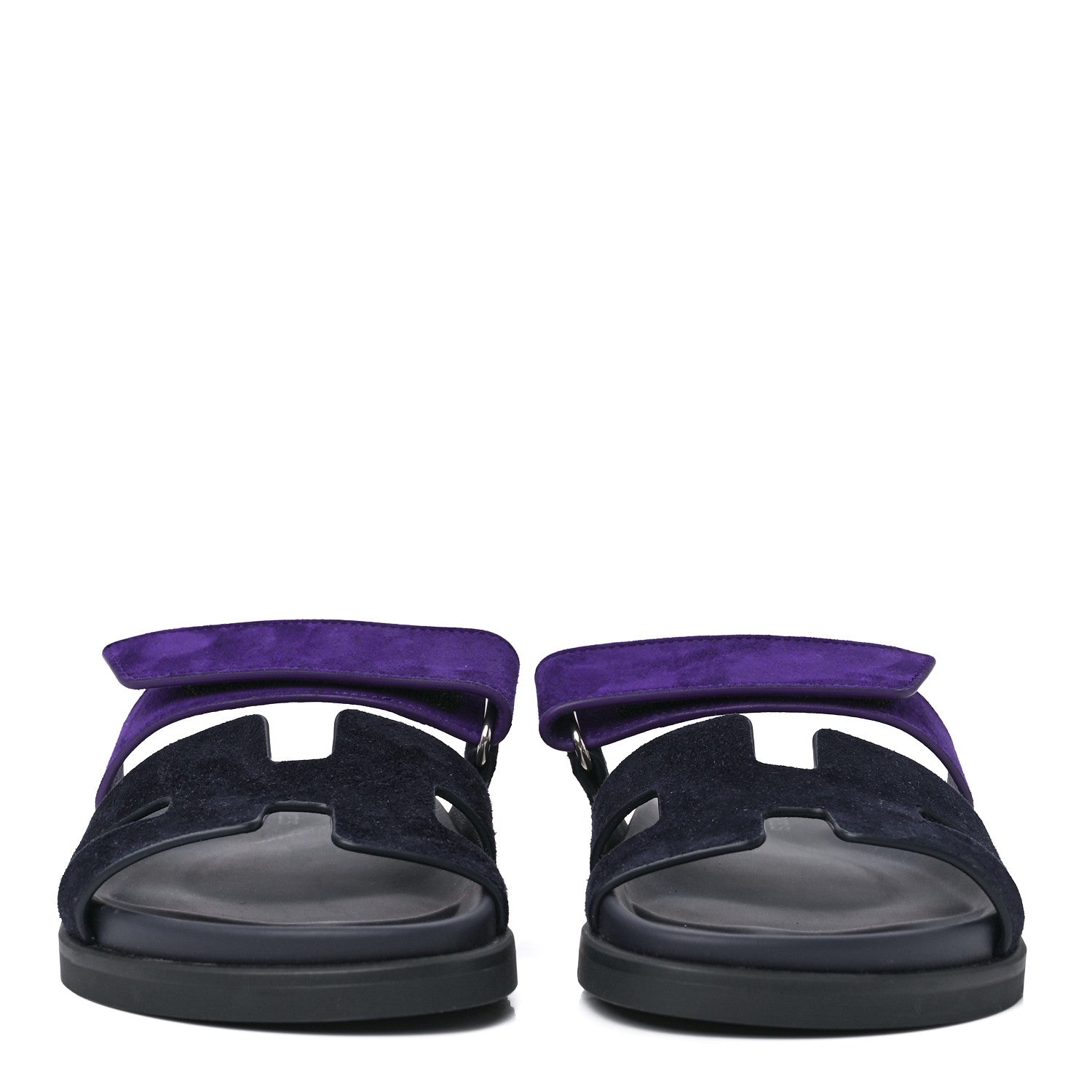 Hermes Suede Goatskin Womens Chypre Sandals 36 Marine Violet Majorette 2 of 9