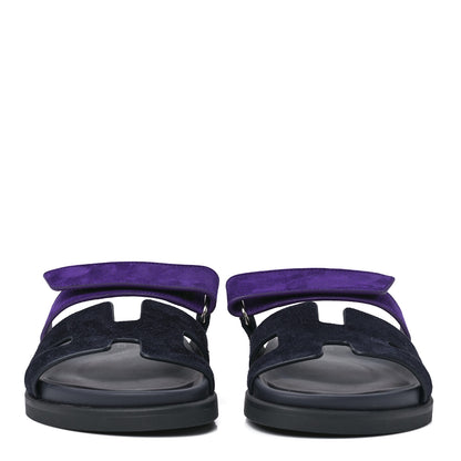 Hermes Suede Goatskin Womens Chypre Sandals 36 Marine Violet Majorette 2 of 9