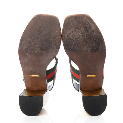 Gucci Suede Querelle Web Sandals 37.5 Marron Glace 6 of 11