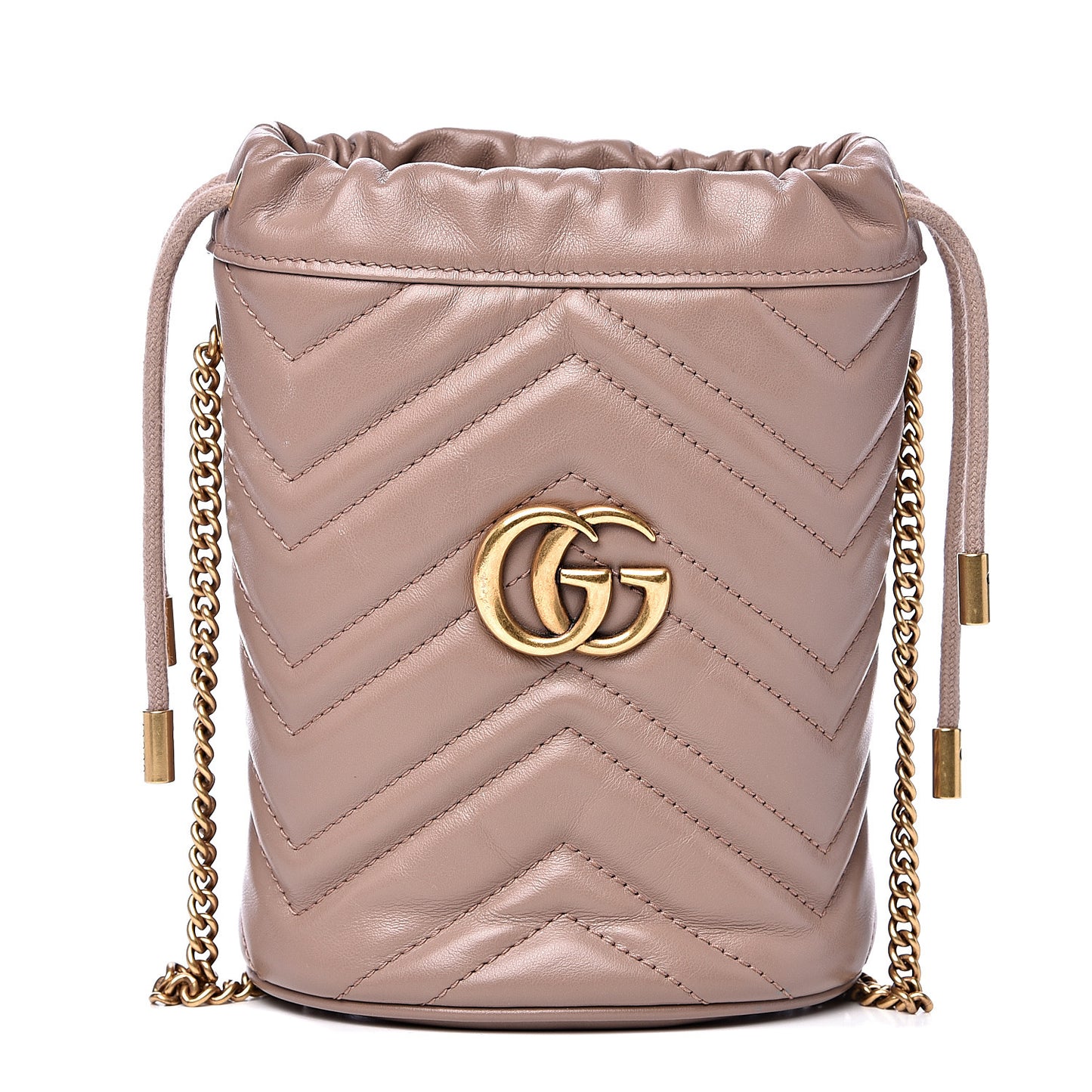 Calfskin Matelasse Mini GG Marmont 2.0 Bucket Bag Porcelain Rose