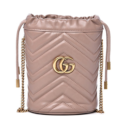 Gucci Calfskin Matelasse Mini GG Marmont 2.0 Bucket Bag Porcelain Rose 1 of 9