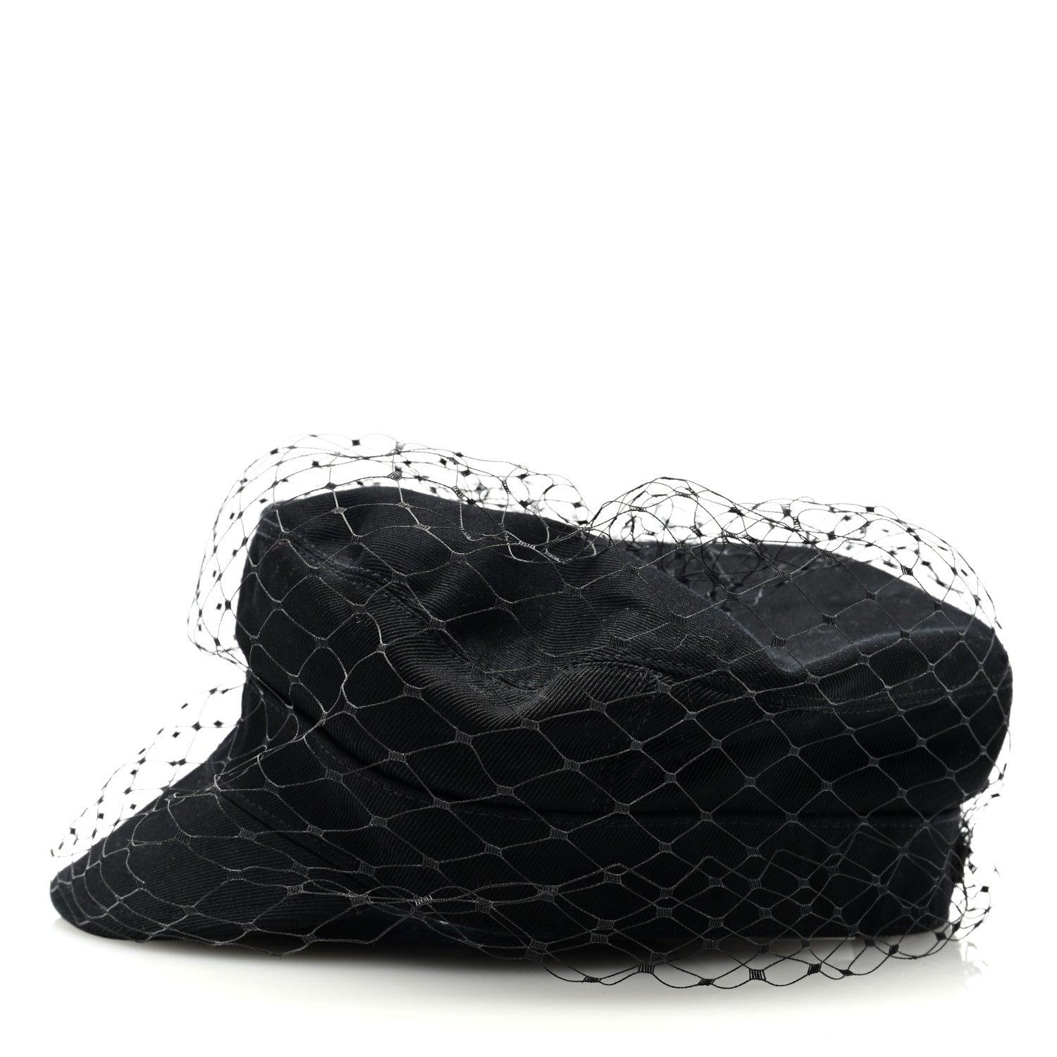 Christian Dior Cotton Canvas Arty Cap with Veil 58 Black 4 of 7