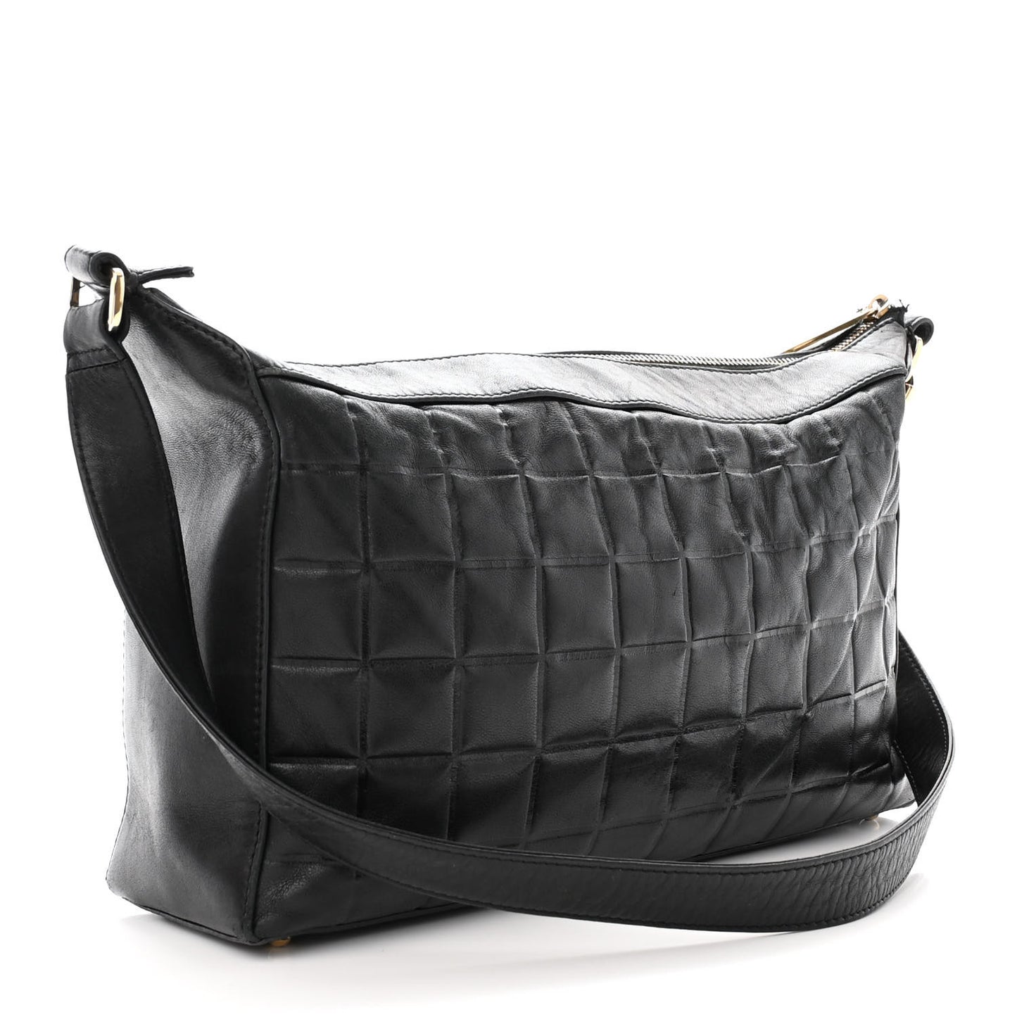 Lambskin Quilted Medium Chocolate Bar Shoulder Bag Black