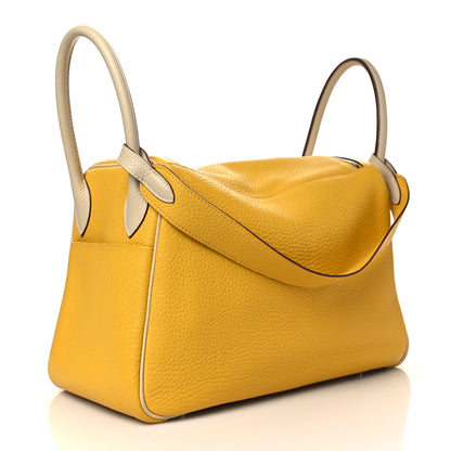 Hermes Taurillon Clemence Bi-Color Lindy 30 Jaune Soleil Parchemin 3 of 10