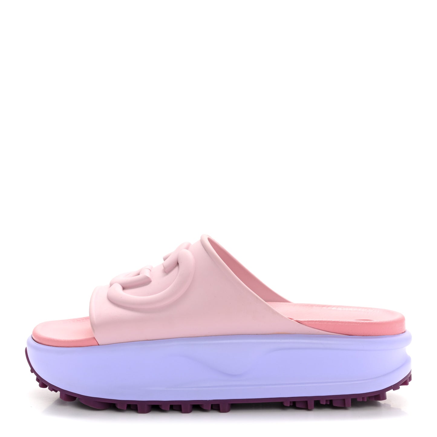 Soft Rubber Womens Interlocking G Platform 42mm Slide Sandals 40 Sugar Pink