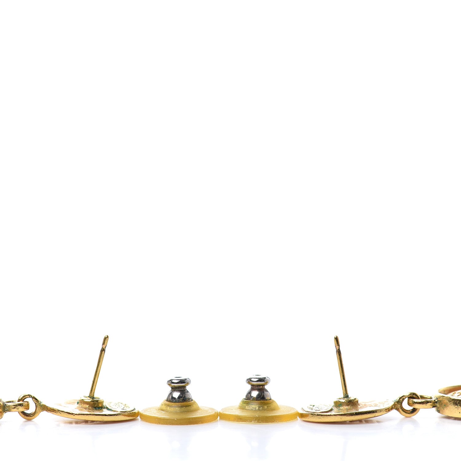 Chanel Metal Drop Earrings Gold 3 of 4