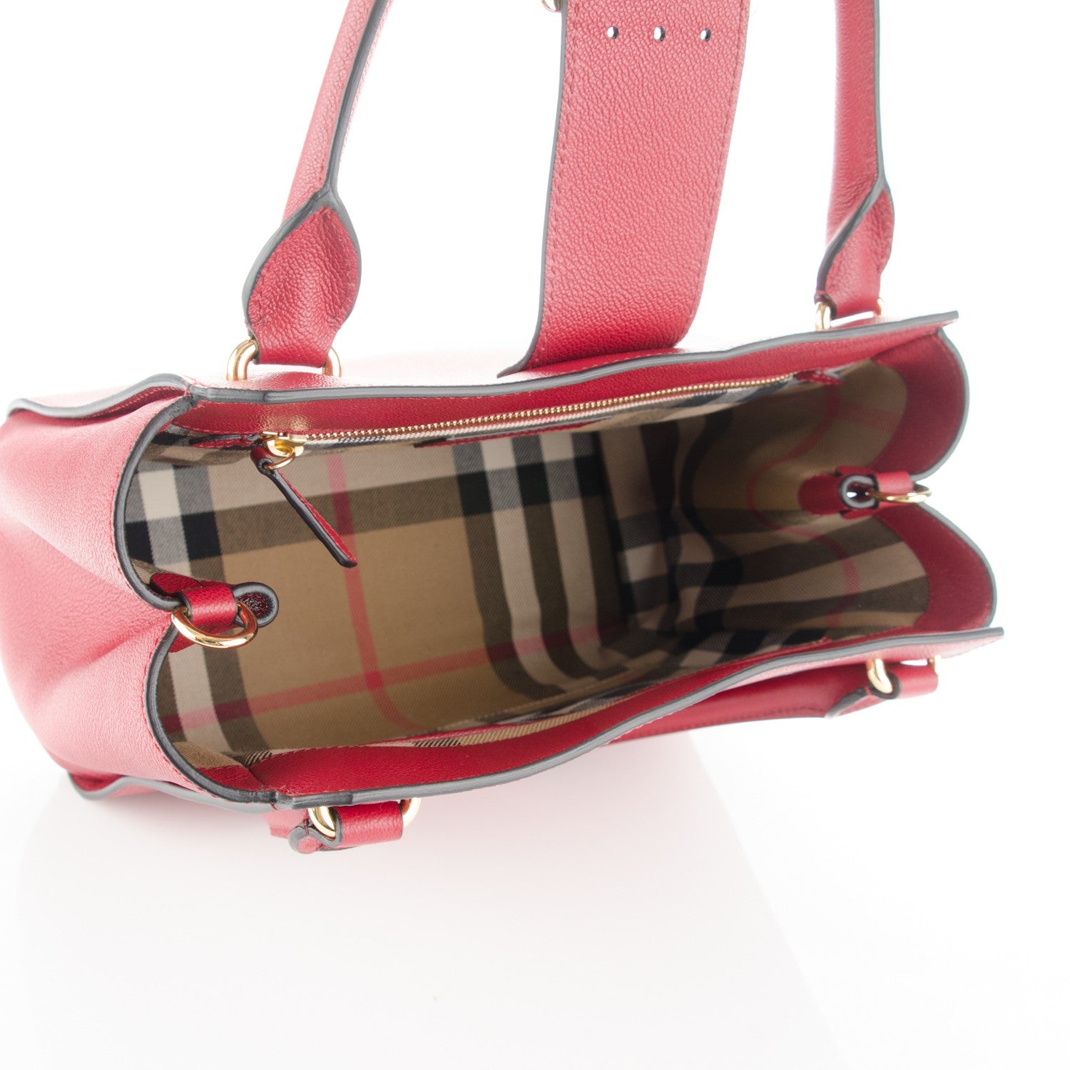 Burberry Soft Grain Calfskin Medium Buckle Tote Parade Red 5 of 8