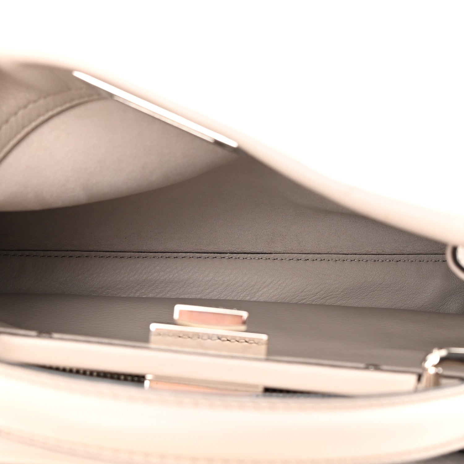 Fendi Vitello Seta Lace Up Medium Peekaboo Iconic Satchel Grigio Polvere 5 of 14