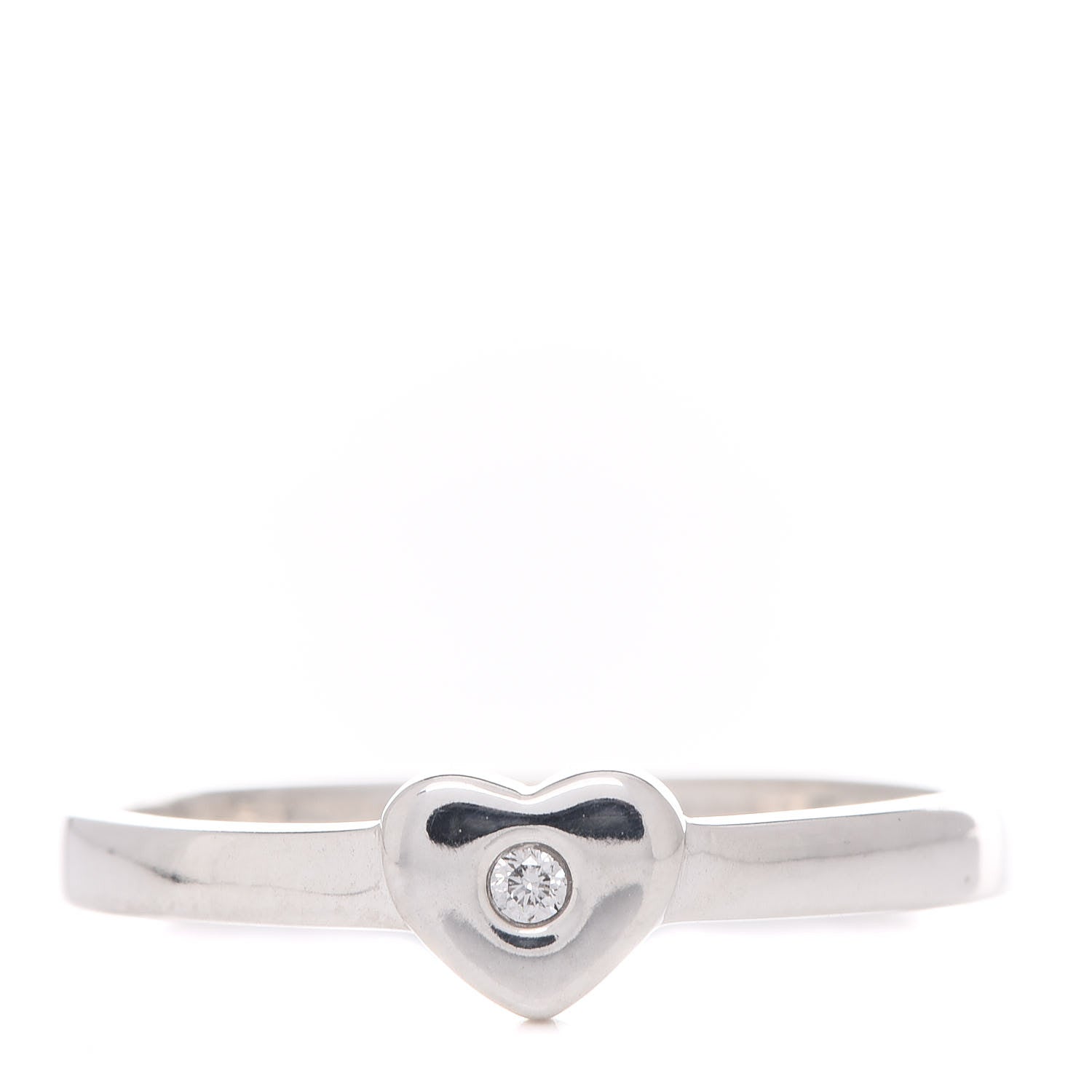 Tiffany Sterling Silver Diamond Heart Ring 52 6 1 of 4