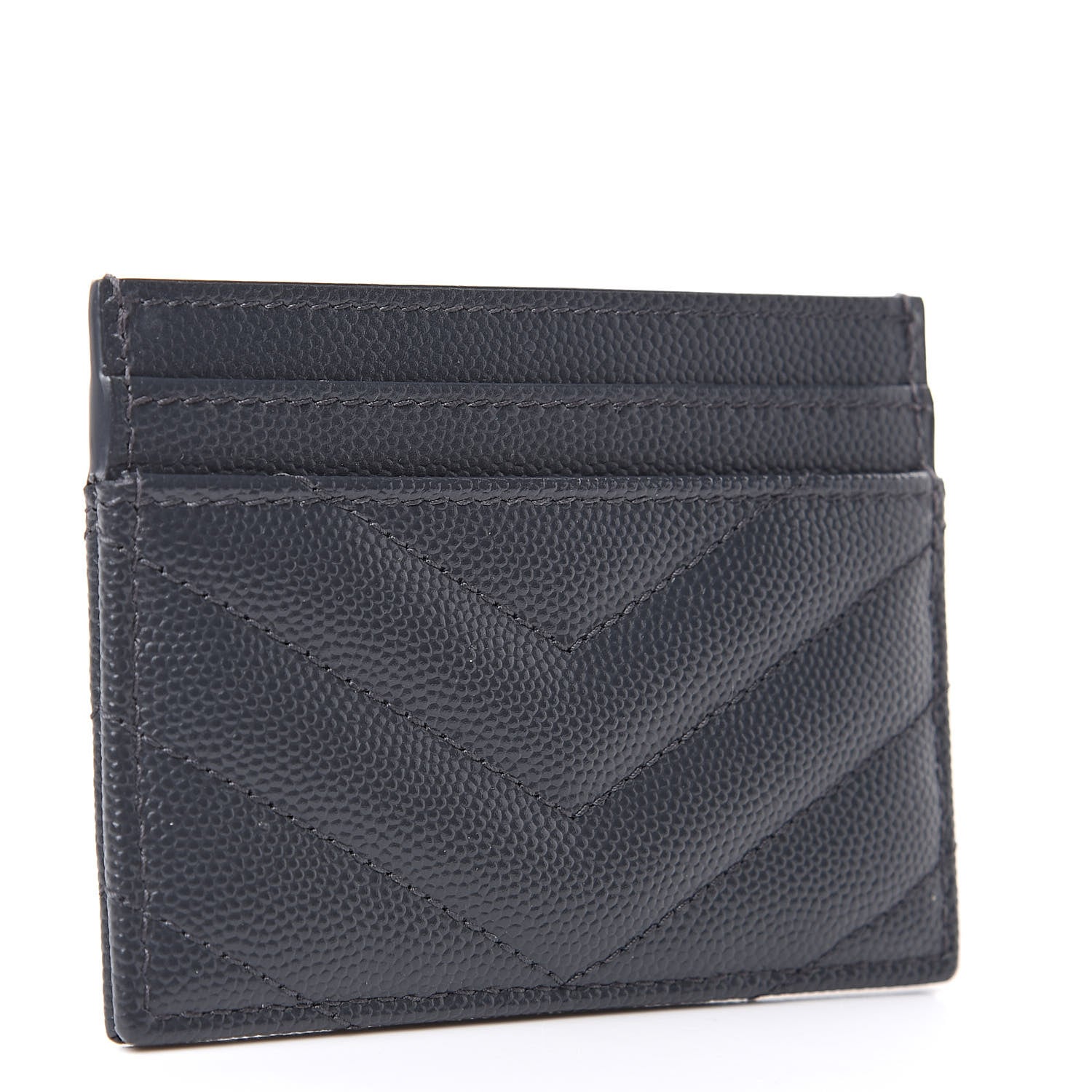 Saint Laurent Grain De Poudre Matelasse Chevron Monogram Credit Card Case Fog 3 of 6
