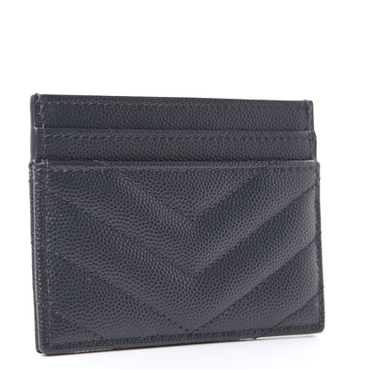 Saint Laurent Grain De Poudre Matelasse Chevron Monogram Credit Card Case Fog 3 of 6