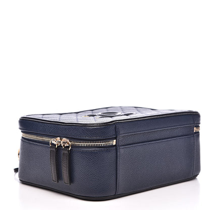 Chanel Caviar Quilted Large CC Filigree Vanity Case Navy Black 4 of 16