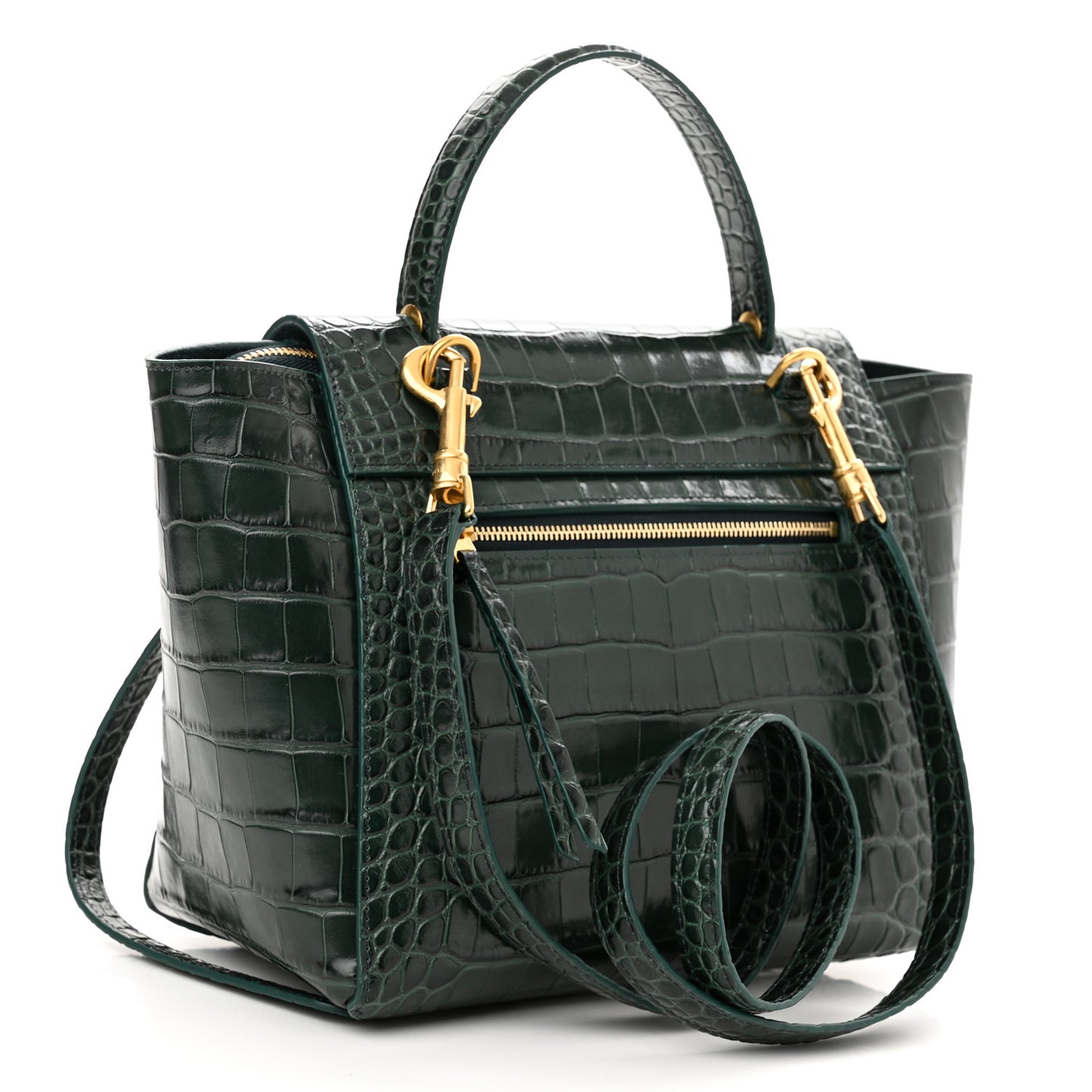 Calfskin Crocodile Embossed Micro Belt Bag Amazone