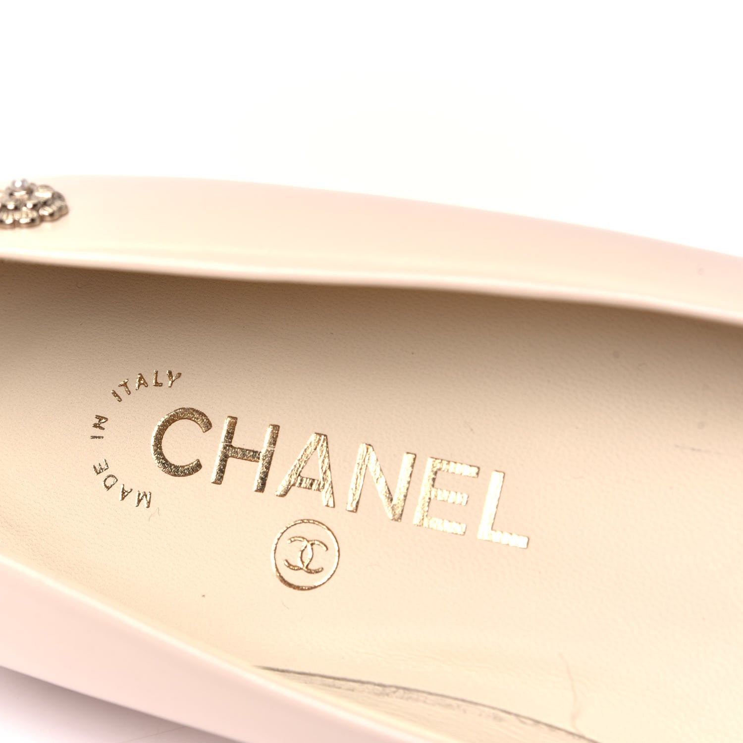 Chanel Lambskin Patent Cap Toe Ballerina Flats 38.5 Beige Black 9 of 10