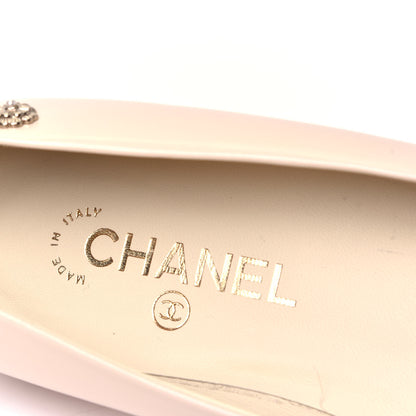 Chanel Lambskin Patent Cap Toe Ballerina Flats 38.5 Beige Black 9 of 10