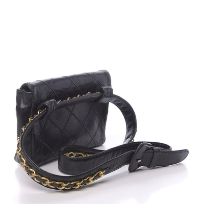 Chanel Calfskin Diamond Embossed Flap Waist Belt Bag Black 3 of 14