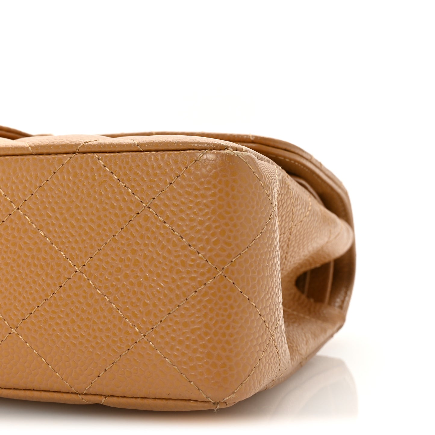 Caviar Quilted Small Double Flap Beige