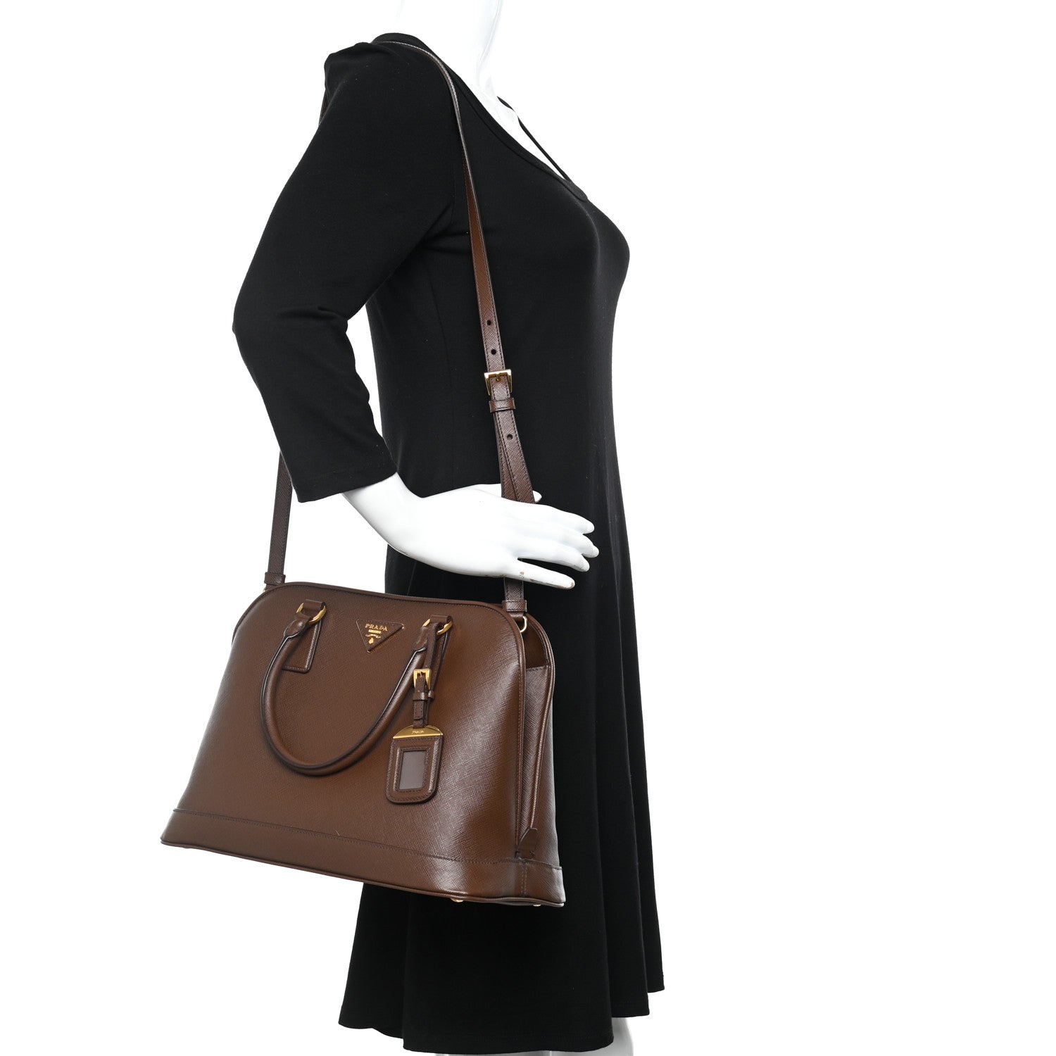 Prada Saffiano Lux Medium Open Promenade Tote Cacao 2 of 9