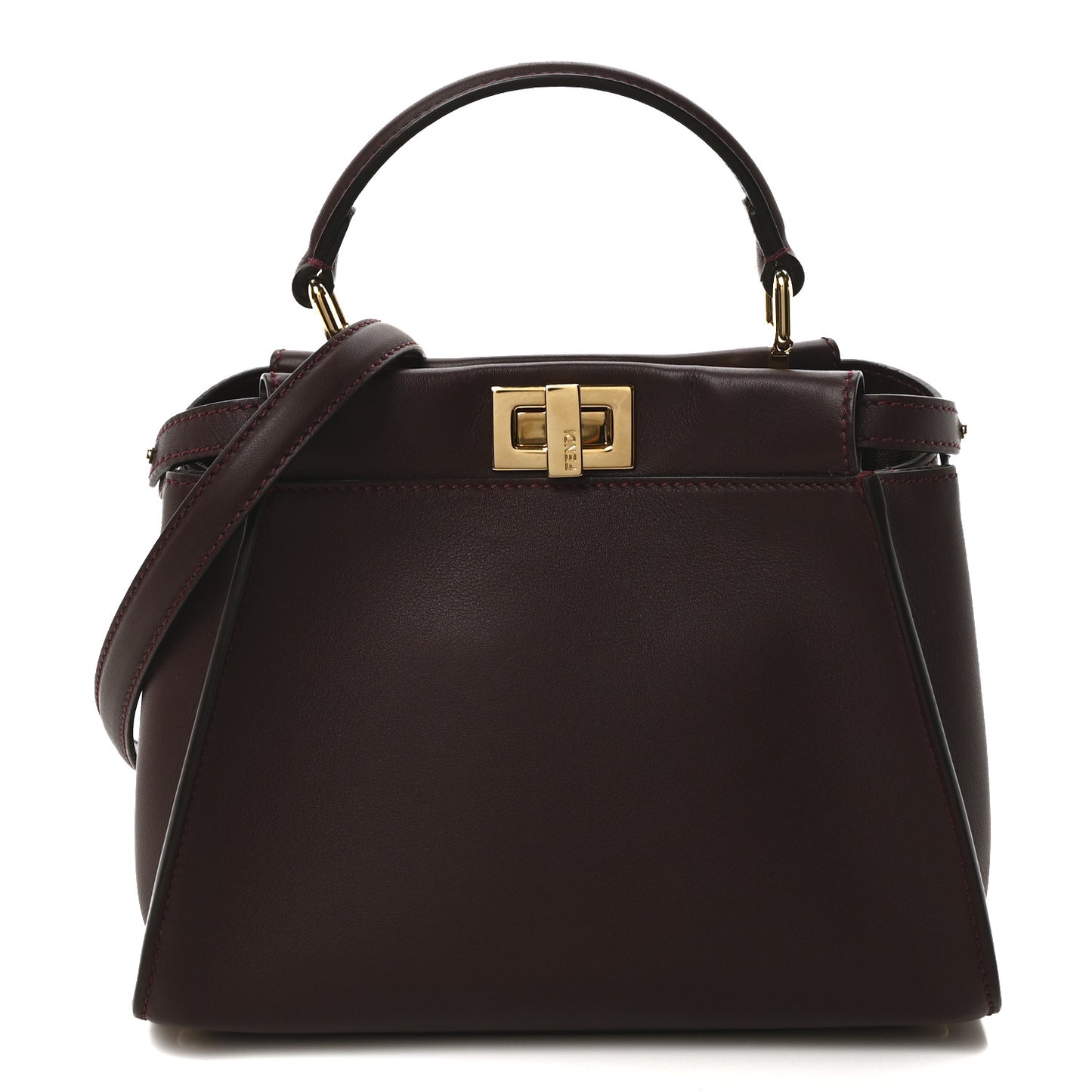 Vitello Seta Fabric Jacquard FF 1974 Mini Peekaboo Iconic Satchel Granata Tobacco Moro