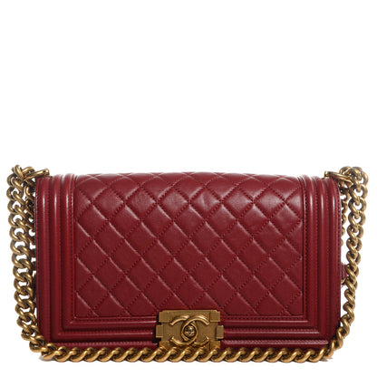 Chanel Lambskin Quilted Medium Boy Flap Dark Red 1 of 9