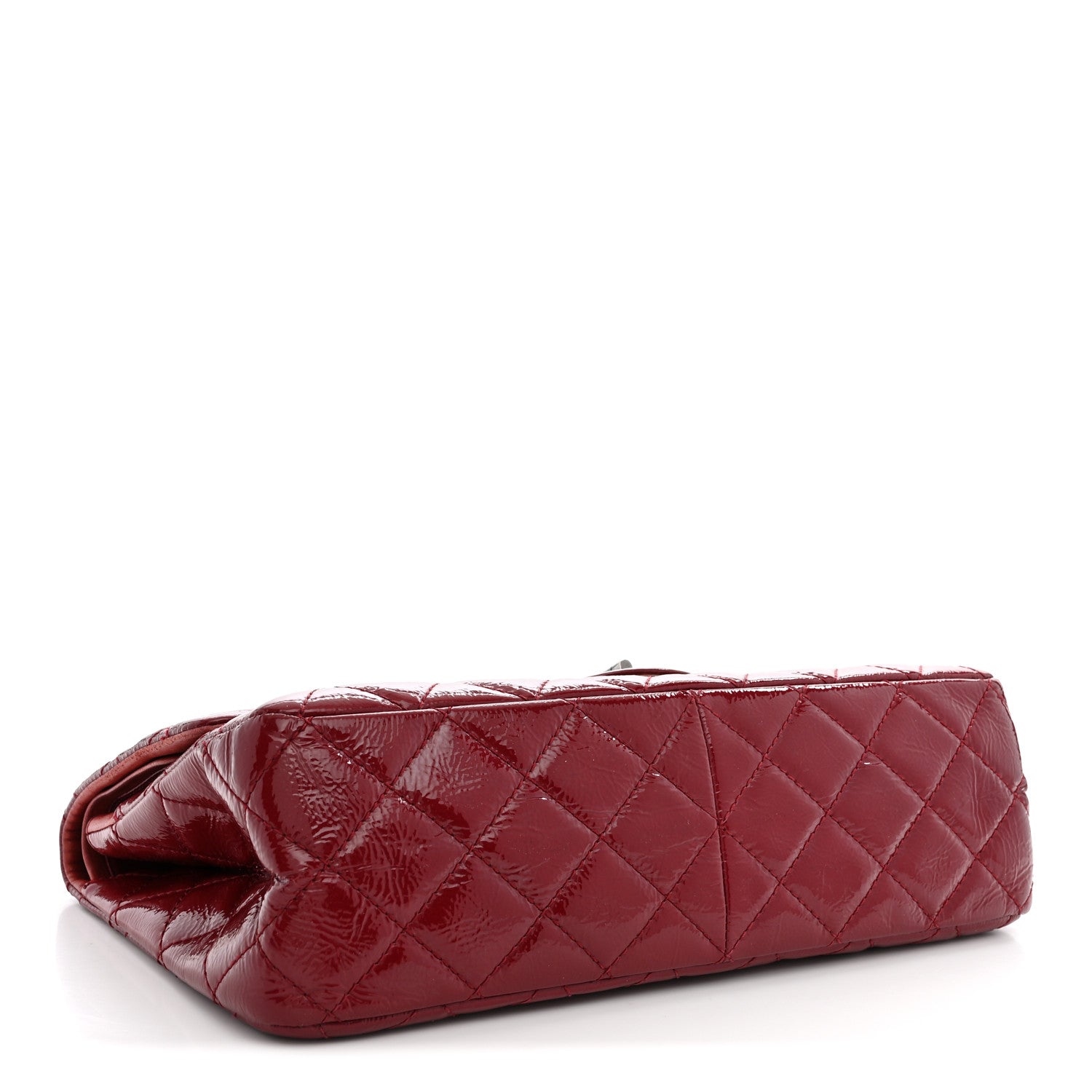 Chanel Distressed Patent Quilted 2.55 Reissue 227 Flap Raspberry Red 3 of 12