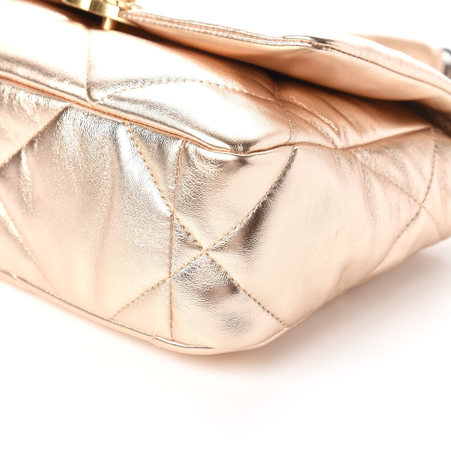 Chanel Metallic Lambskin Quilted Medium Chanel 19 Flap Gold 7 of 11