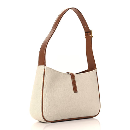 Saint Laurent Smooth Calfskin Canvas Le 5 A 7 Hobo Natural Beige Brick 3 of 10