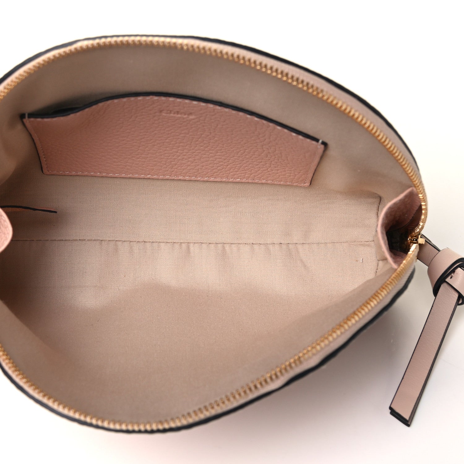 Chloe Calfskin Alphabet Round Cosmetic Case Blush Nude 4 of 4