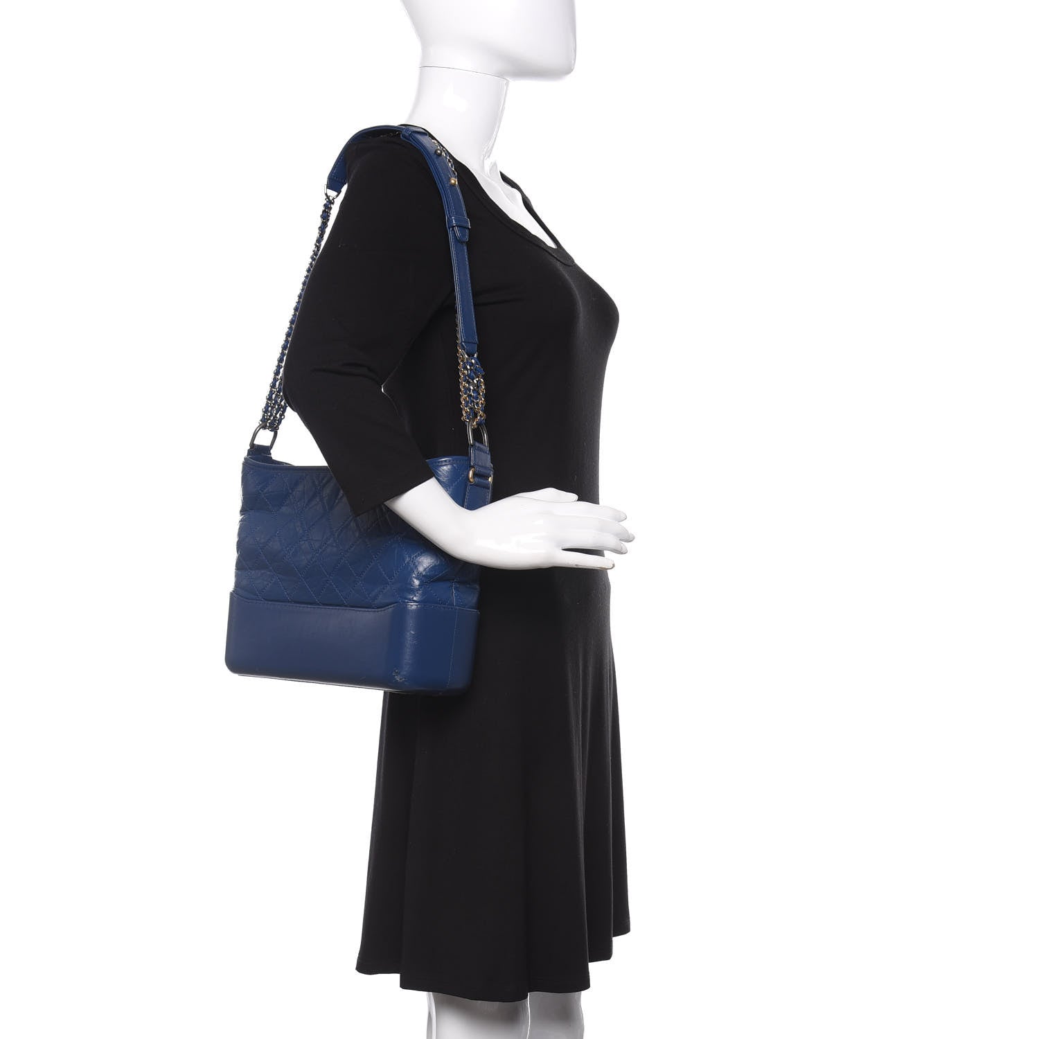 Chanel Aged Calfskin Quilted Medium Gabrielle Hobo Blue 2 of 11