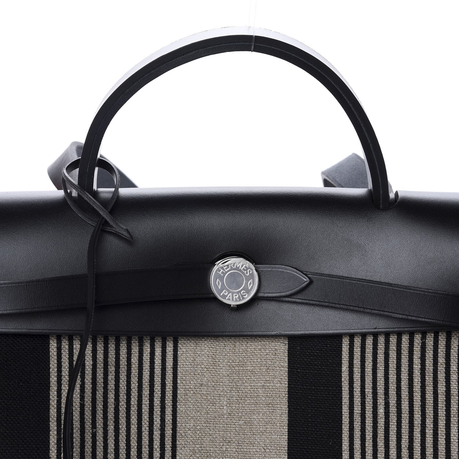 Hermes Vache Hunter Toile H Vibration Herbag Zip 31 PM Ecru Black White 10 of 10