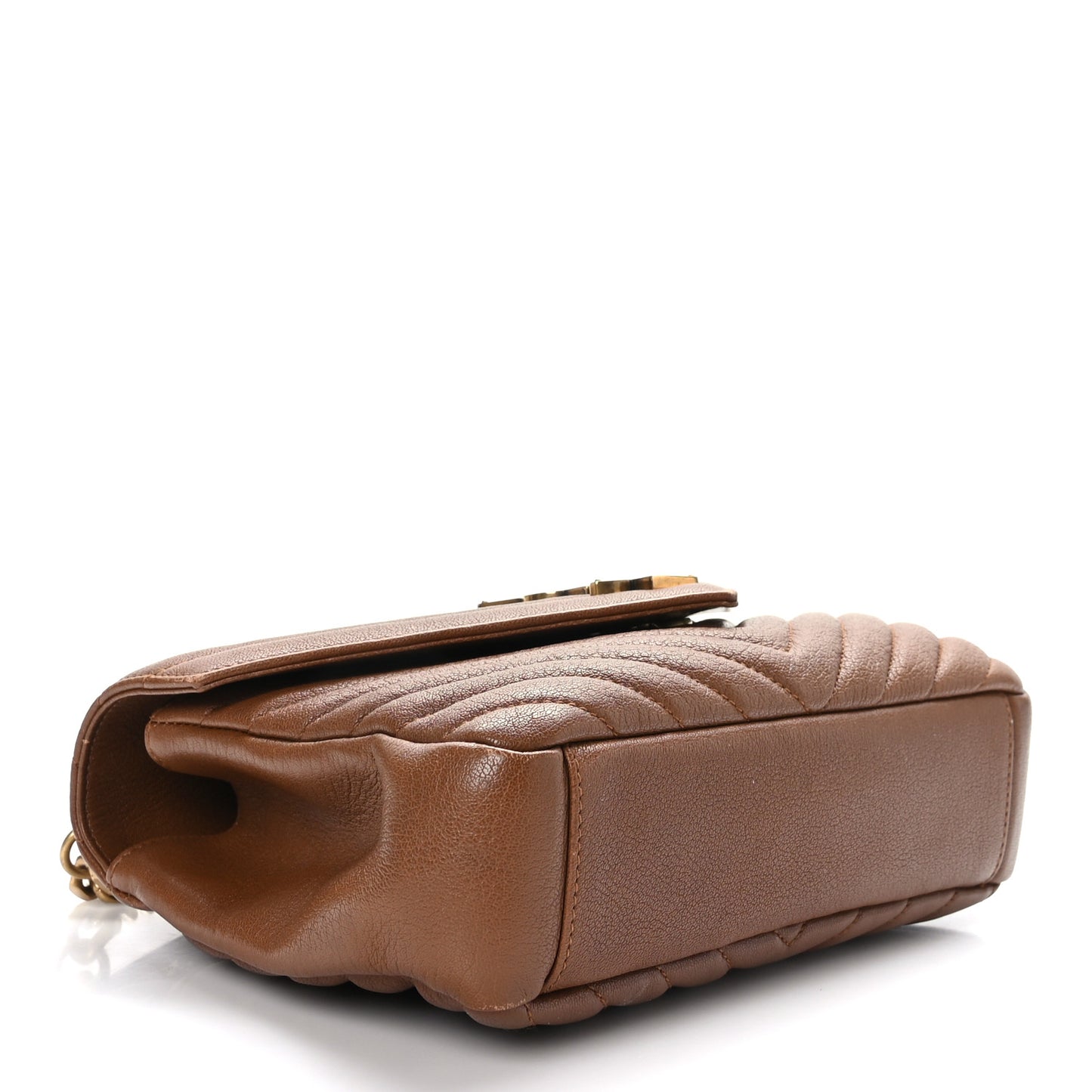 Calfskin Matelasse Chevron Monogram Medium College Bag Brick