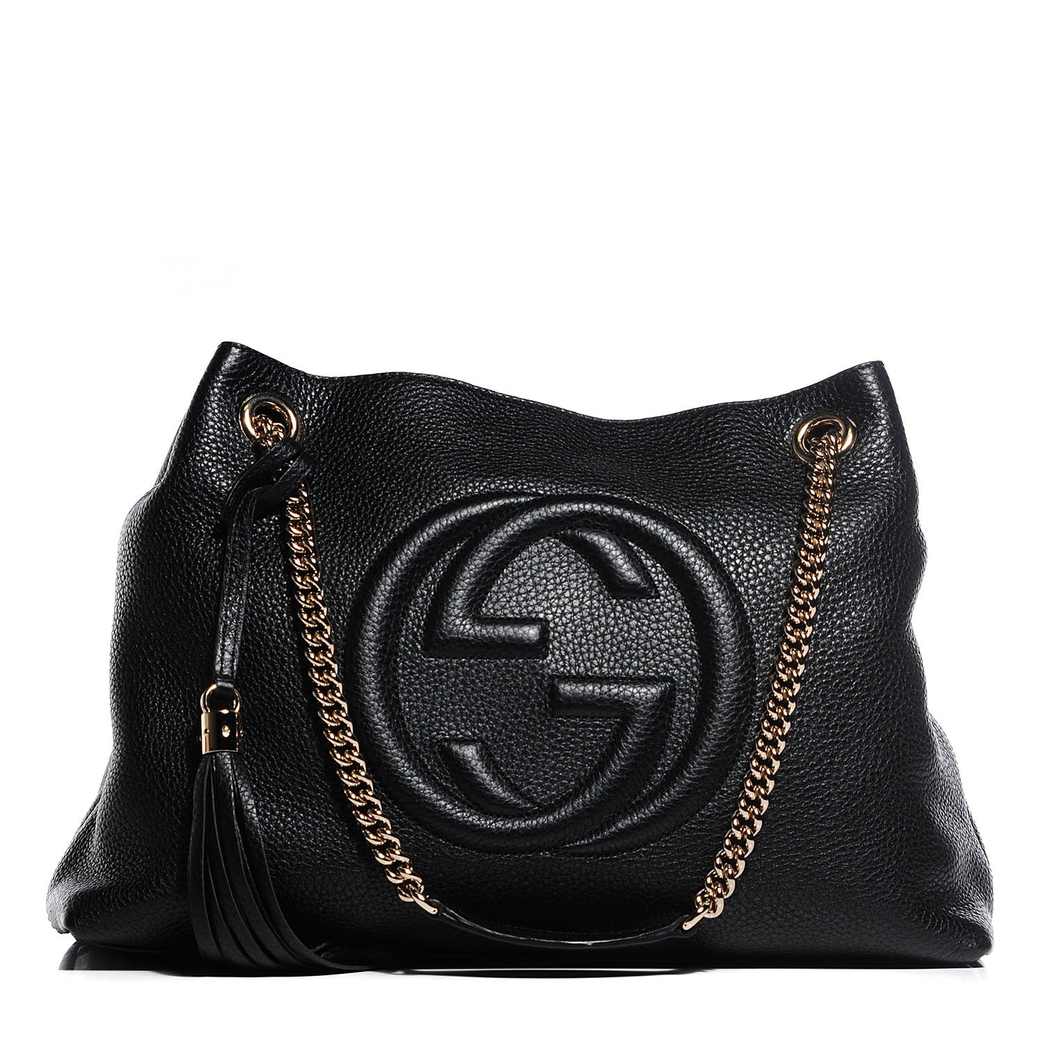 Gucci Pebbled Calfskin Medium Soho Chain Shoulder Bag Black 1 of 7