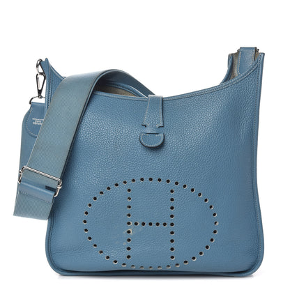 Hermes Taurillon Clemence Evelyne III GM Blue Jean 1 of 15