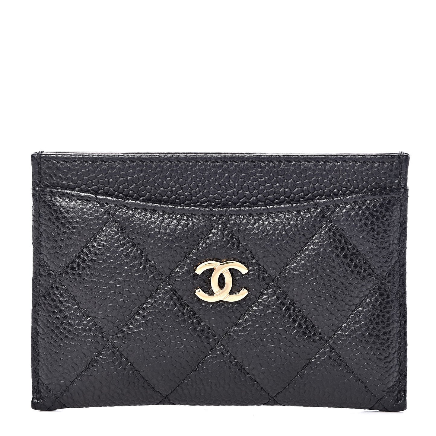 Caviar Quilted Card Holder Black
