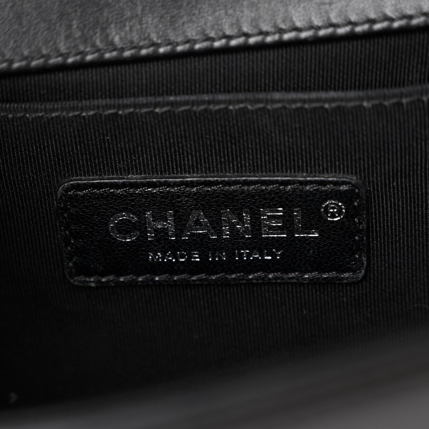 Chanel Calfskin Painted Chevron Embossed Medium Boy Flap Black 7 of 11
