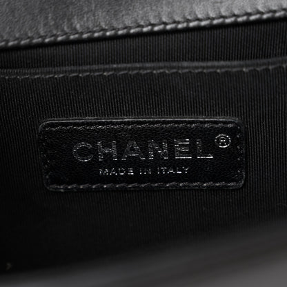 Chanel Calfskin Painted Chevron Embossed Medium Boy Flap Black 7 of 11