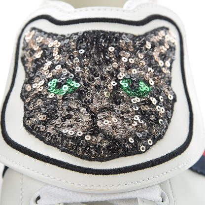 Gucci Calfskin Sequins Web Cat Womens Ace Sneakers 38.5 White 10 of 13