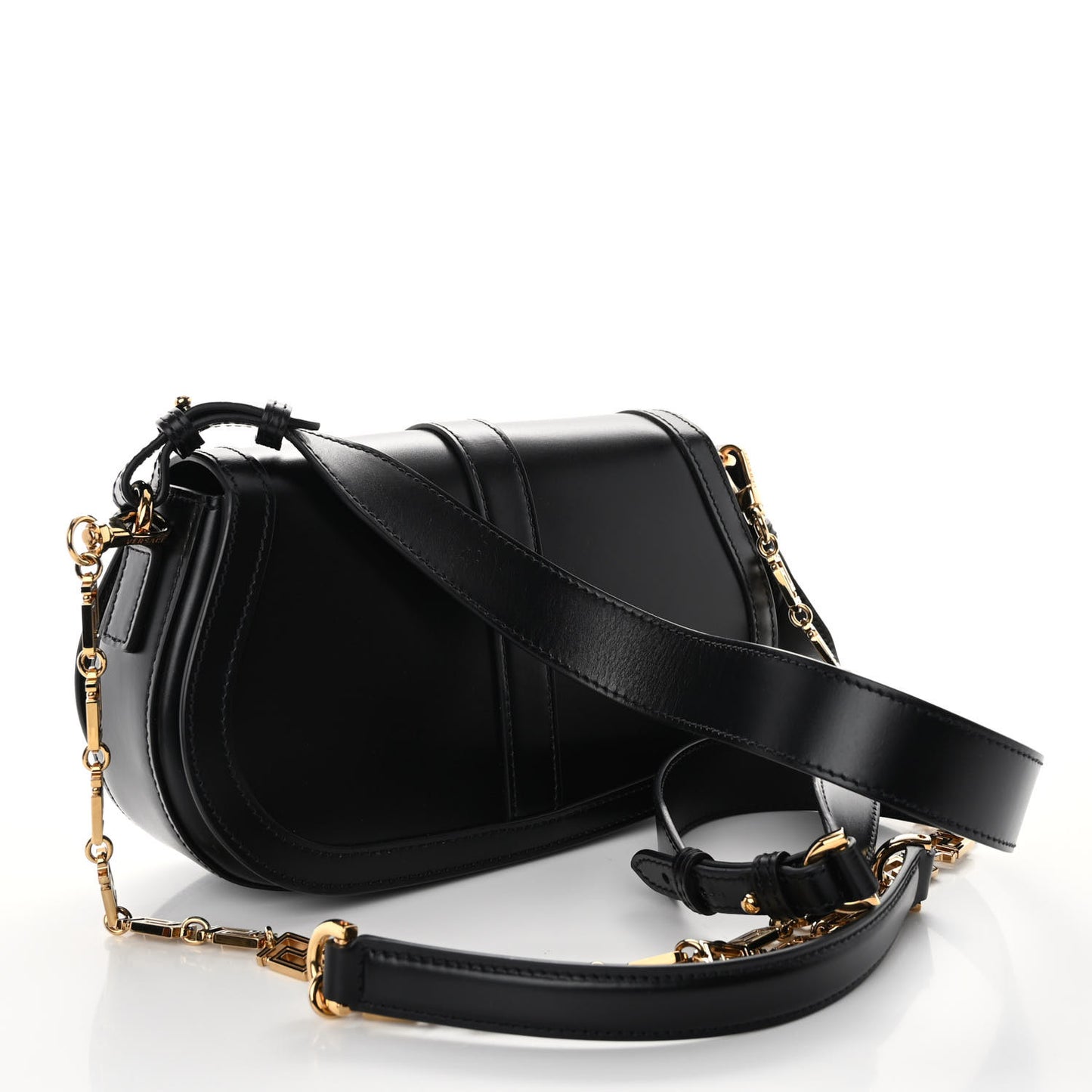 Calfskin Medium Greca Goddess Shoulder Bag Black