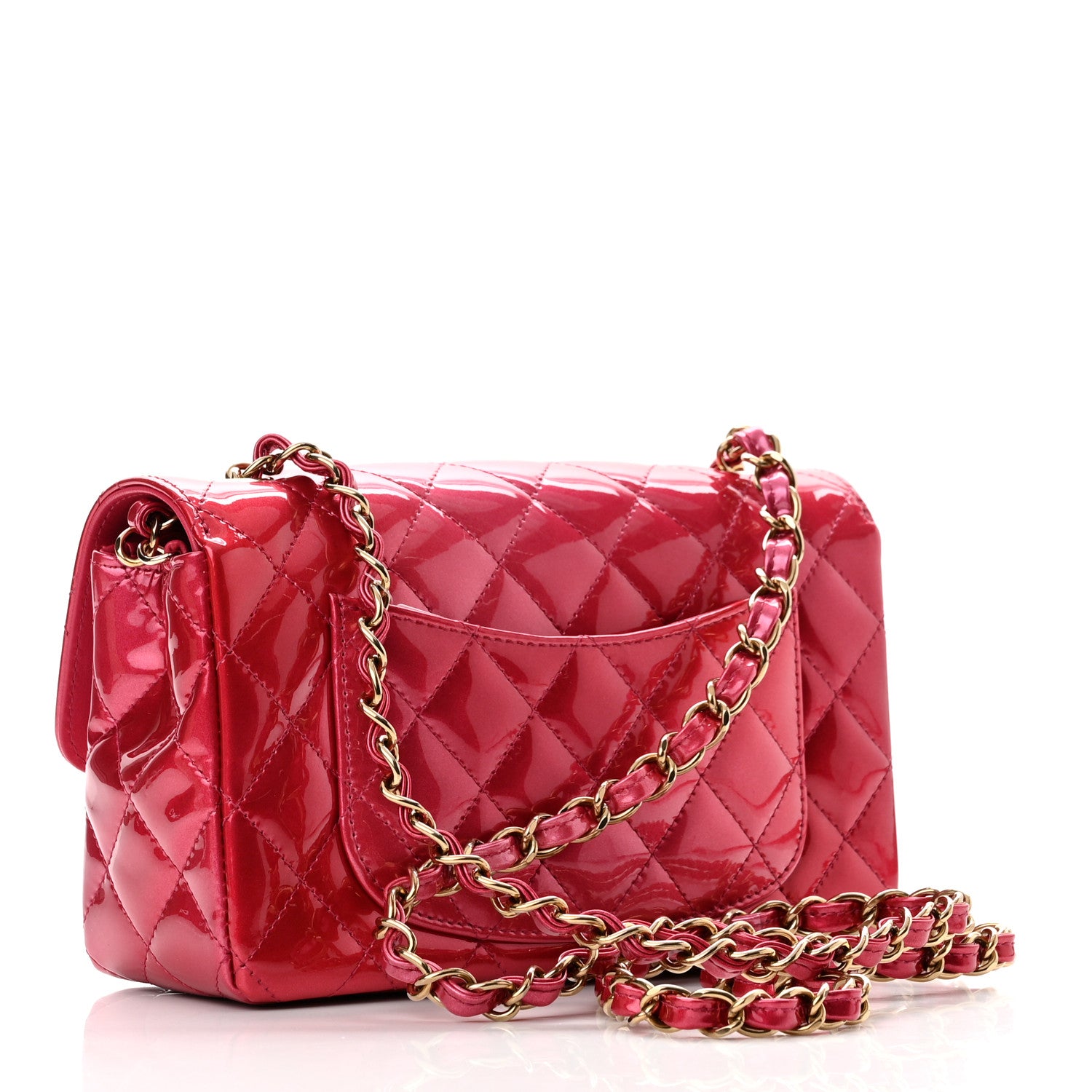 Chanel Shaded Patent Calfskin Quilted Mini Rectangular Flap Pink Dark Pink 2 of 8