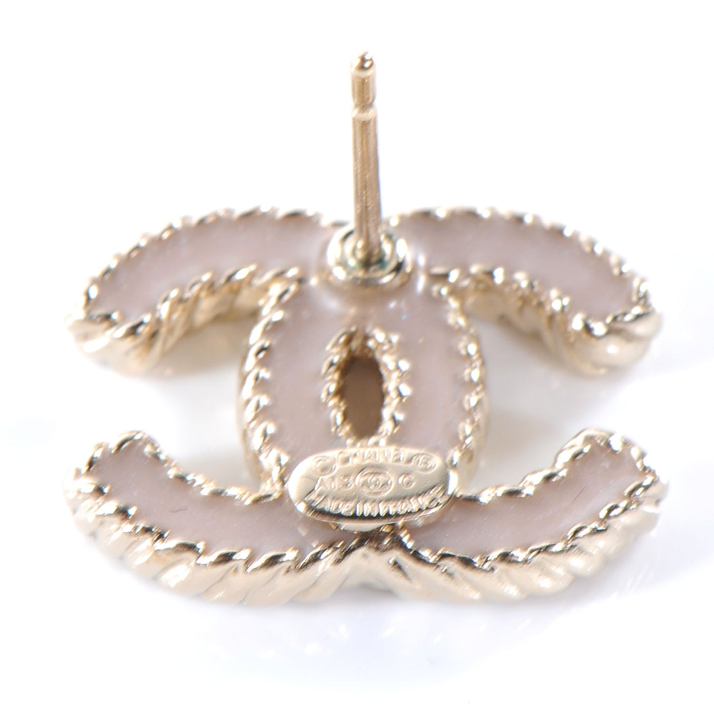 Enamel CC Earrings Light Pink