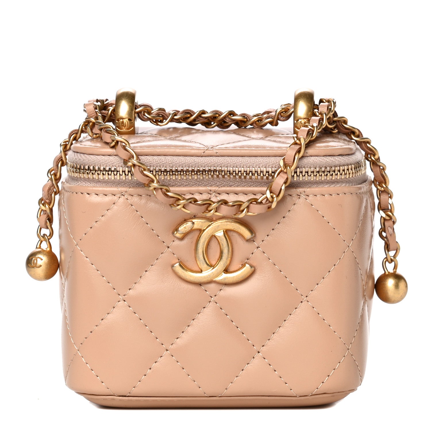 Chanel Calfskin Quilted Mini Perfect Fit Vanity Case With Chain Beige 1 of 14