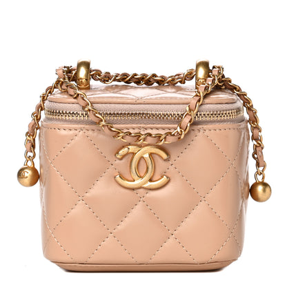 Chanel Calfskin Quilted Mini Perfect Fit Vanity Case With Chain Beige 1 of 14