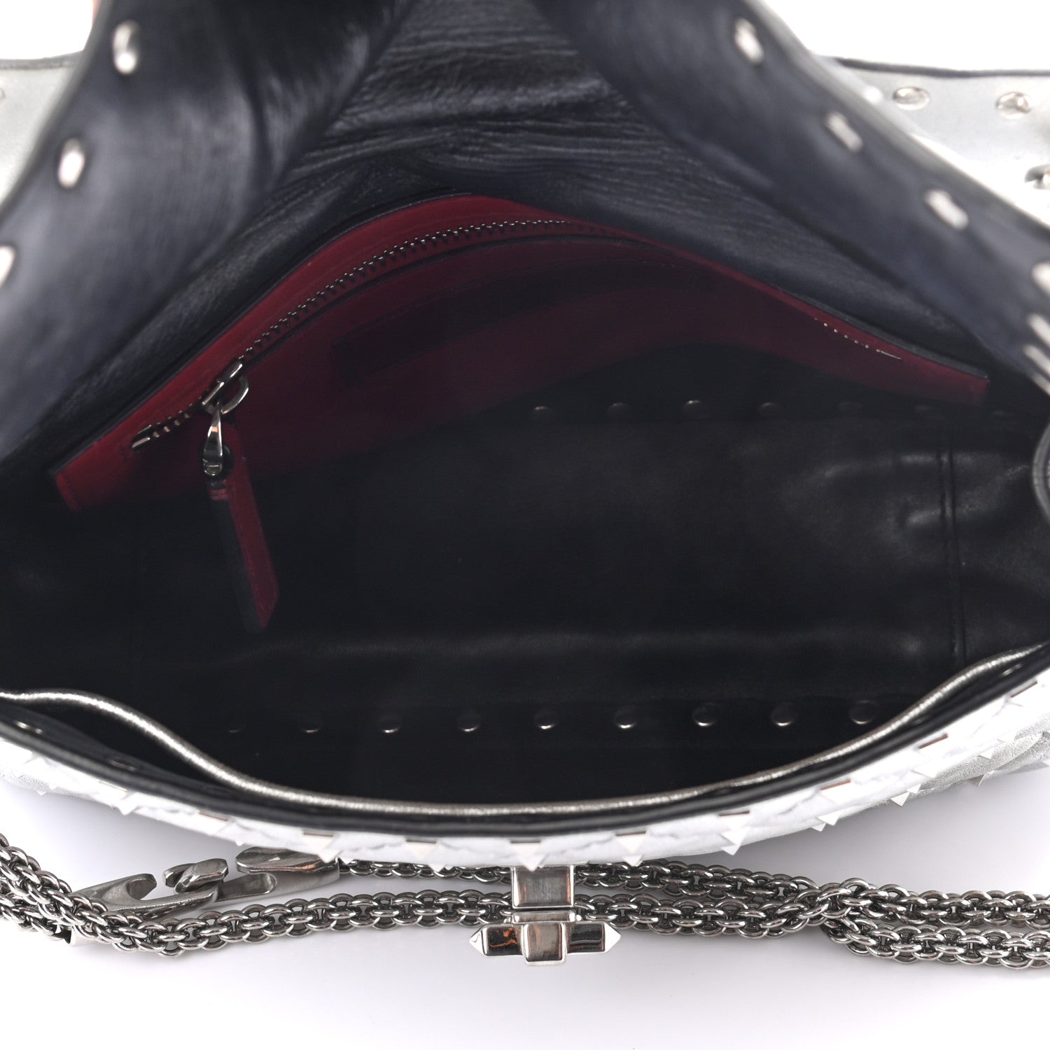 Valentino Garavani Metallic Nappa Medium Rockstud Spike Shoulder Bag Silver 5 of 11