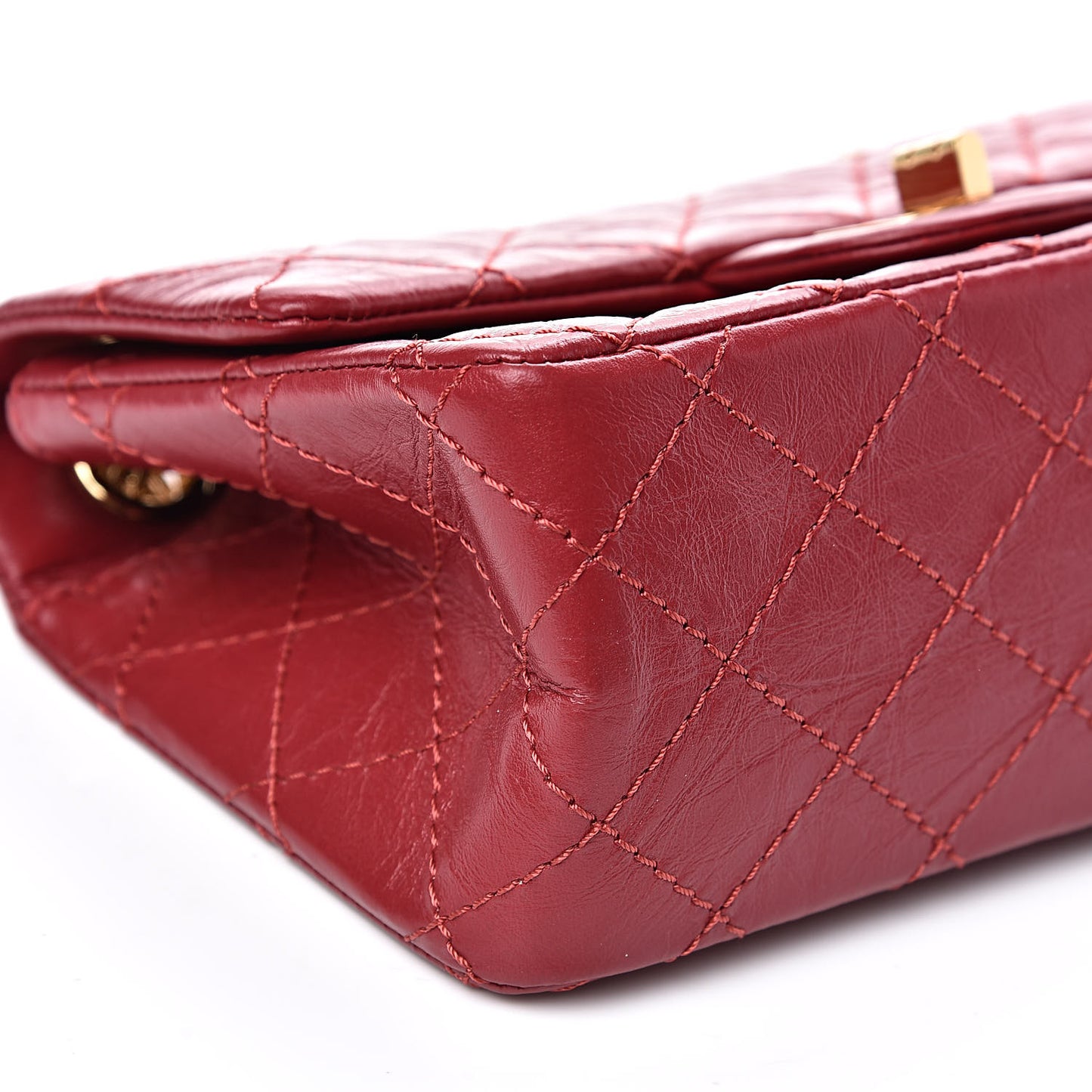 Aged Calfskin Quilted 2.55 Reissue Mini Flap Red