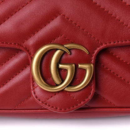 Gucci Calfskin Matelasse Super Mini GG Marmont Shoulder Bag Hibiscus Red 8 of 11