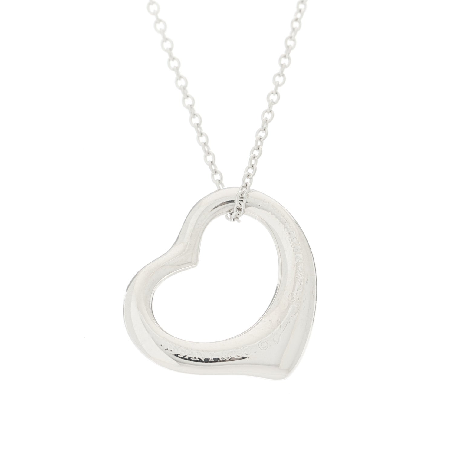 Tiffany Platinum 16mm Elsa Peretti Open Heart Pendant Necklace 4 of 5