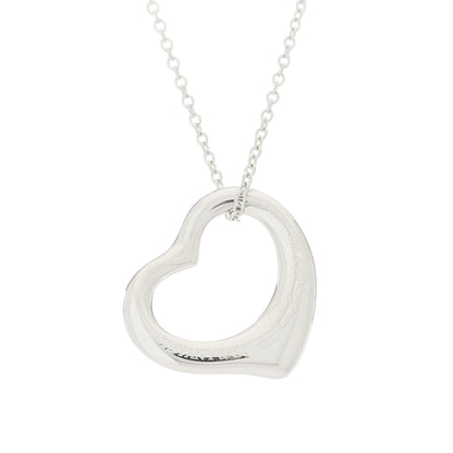 Tiffany Platinum 16mm Elsa Peretti Open Heart Pendant Necklace 4 of 5