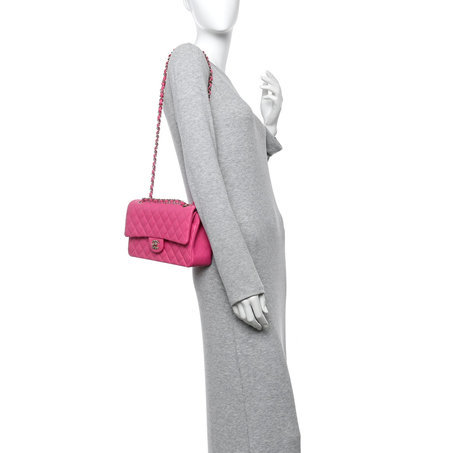 Caviar Quilted Medium Double Flap Pink