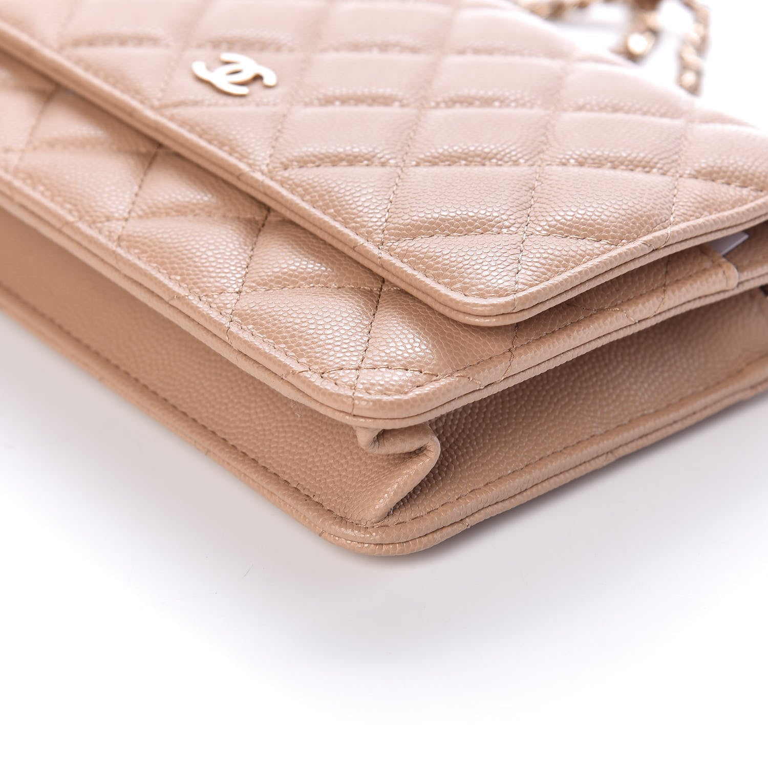 Chanel Caviar Quilted Wallet On Chain WOC Beige 10 of 12