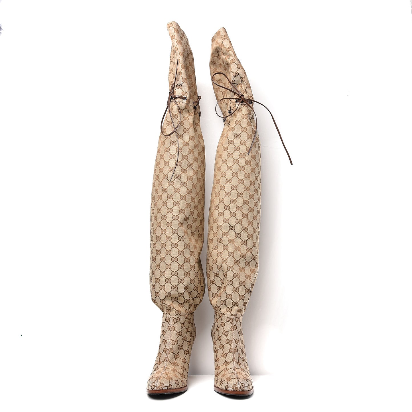 Monogram Over the Knee Boots 41 Beige Ebony